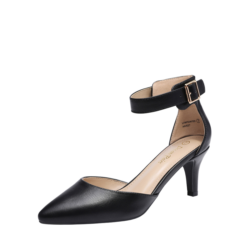 Black ankle strap low heel shoes online